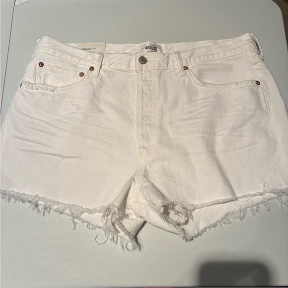 NWT Agolde Parker Vintage Cut Off Denim Shorts in Dough White Size 32 - Picture 6 of 14